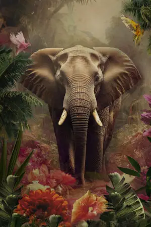 tropische-olifant-kunstwerk-plexiglas-dibond