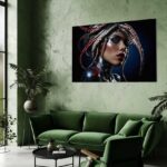 avant-garde-portretkunst-queen-of-the-deep-vrouw-met-tentakel-kroon-room2