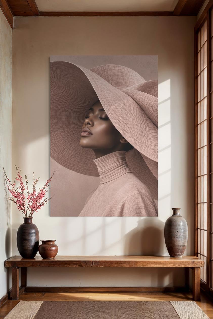 Pink Elegance kunstwerk op plexiglas aan de muur in een modern interieur